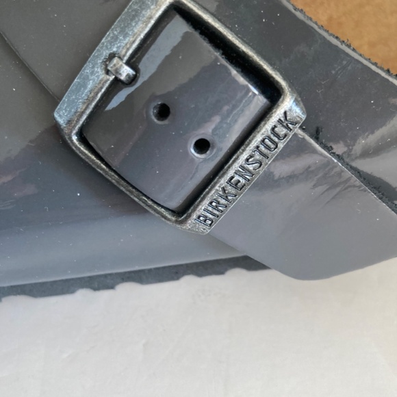 Birkenstock Boston Clogs EU41 Gray Patent Leather Cork Footbed Slip-On Germany - Picture 12 of 16